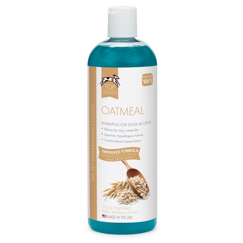 Top Performance Oatmeal Dog Shampoo and Cat Shampoo, 17 Oz. â€“ Provides Remedy for Dry, Irritated and Itchy Skin on Pets